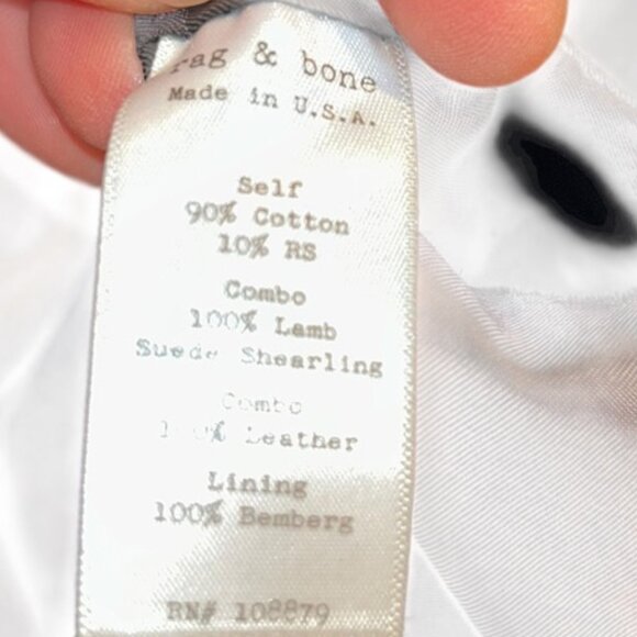 Rag + Bone black waxed cotton shearling leather belt trench jacket INCREDIBLE 2 - Picture 5 of 7